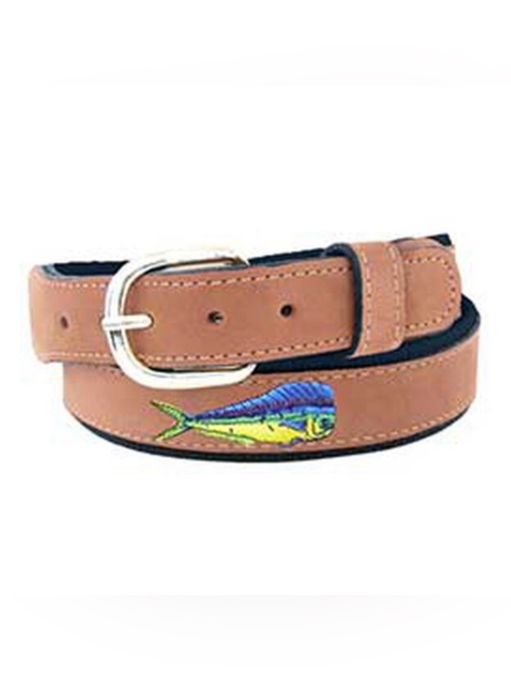 NWT ZEP PRO MEN'S DOLPHIN MAHI MAHI EMBROIDERED NUBUCK LEATHER BELT- 40
